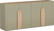 Komoda Amilio 200 cm czterodrzwiowa - eukaliptus / dąb baltic dune / uchwyty dąb naturalny