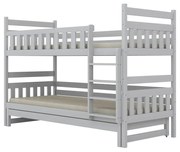 Łóżko piętrowe BARTEK 160x80 białe drewniane trzyosobowe KOCOT KIDS