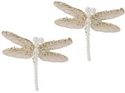 Zestaw ozdób świątecznych Ważka, złoty, 13x9x1,5 cm, z klipsem, 2 szt.