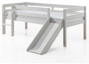 Białe podwyższone łóżko dziecięce ze zjeżdżalnią Vipack Pino, 90x200 cm