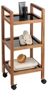 Mobilny regał z drewna akacji FONDI, 3 poziomy, wys. 76,5 cm