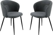 Komplet 2 krzeseł do jadalni "Claris" w tkaninie antracytowej, tapicerowane, cm 56x55, 78h