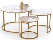 Wsuwany zestaw stolików kawowych biały + złoty E0-R87