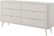 Komoda: 6 szuflad, kaszmir, złote nóżki 163,2 x 81,2 x 38 cm