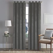 Zasłona gotowa velvet welurowa na przelotkach gruba 140x260 szara