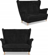 Sofa kanapa uszak Bonito skandynawska sztruks paski Family Meble czarna