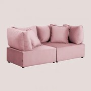 Modułowa Sofa 2-częściowa Z 2 Narożnymi Fotelami W Aksamicie Kata Aksamitny Różowy - Sklum