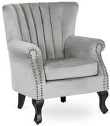 Szary fotel uszak na drewnianych nóżkach L4-W18