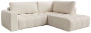 Kanapa narożna prawa z tkaniny melanżowej beżowej LORIONA