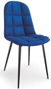 Granatowe tapicerowane pikowane krzesło welurowe Czarny mat P5-A43