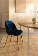 Zestaw 4 Krzeseł Jadalnianych Z Aksamitu Kana Azul & Natural Wood - Sklum