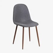 Tapicerowane Krzesło Jadalniane Glamm Ciemne Drewno & Pościel Atranzyt Szary & Bielizna - Sklum