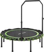 SPORTNOW Trampolina fitness z regulowaną poręczą, Trampolina sportowa do wewnątrz i na zewnątrz, Stal, Tworzywo sztuczne, Zielona