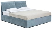 Niebieskie tapicerowane łóżko dwuosobowe ze schowkiem i stelażem 180x200 cm Thessa Pillow – Bonami Selection