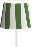 Lampa stołowa LED Poldina Lido z zielonymi paskami, akumulatorowa i ściemnialna, do 12 h pracy, do użytku zewnętrznego, IP65, nowoczesny styl