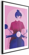 Plakat Kobieta na skuterze 60x90 cm z ramą czarną z marginesem ARTGEIST B