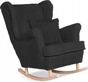 Fotel uszak Rene bujany skandynawski Family Meble sztruks czarny TOP