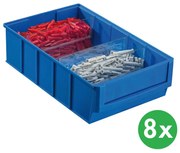 Plastikowy pojemnik do regału ShelfBox typ D - 183 x 300 x 81 mm, 8 szt., niebieski