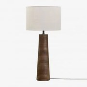 Lampa Stołowa Z Drewna Mango Malva ↑40 Cm & Biały Ø30 Cm - ↑25 Cm Arlina - Sklum