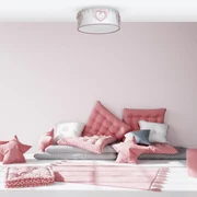 Lampa sufitowa HEART 2xE27, serca, biała, różowa