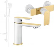 Mexen Alfa DF62 zestaw prysznicowy, biały/złoty - 745704DF62-25