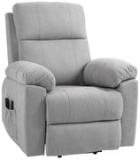 HOMCOM Fotel masażer dla seniorów z funkcją wstawania 8 punktów masażu pilot boczne kieszenie szary 89cm x 99cm x 103cm | Aosom PL