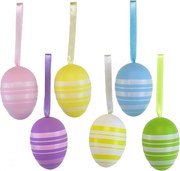 Zestaw ręcznie malowanych jajek ze wstążeczką, 6 szt., prążek