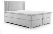 Łóżko kontynentalne MAO 140x200 jasno szare velvet z pojemnikiem LAVERTO