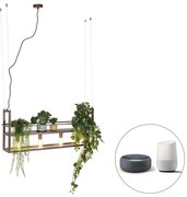 Inteligentna lampa wisząca rdzawo-brązowa z półką, w tym 4 Wi-Fi A60 - Cage RackPrzemysłowy Oswietlenie wewnetrzne