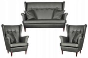 Zestaw wypoczynkowy eko skóra sofa + 2 fotele