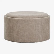 Okrągły Tapicerowany Puf Berkeleni Z Tacką I Schowkiem Ø80 Cm & Tkaniny Szary Kret - Sklum