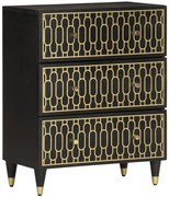 Czarna drewniana komoda retro z 3 szufladami C3-H19