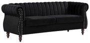 Kanapa 3-osobowa chesterfield z czarnego weluru TRUMBO