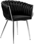 Czarne plecione krzesło tapicerowane P0-B54