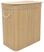 Bambusowy kosz na pranie, dwukomorowy ARVI, 100 l