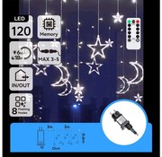 Aigostar - Zewnętrzny łańcuch świąteczny LED 120 diod/6W/230V/8 funkcji 3x0,6m IP44 zimna biel DO
