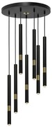 Lampa wisząca tuba, czarna/złota 7 kloszy MONZA BLACK/GOLD 7xG9 8W