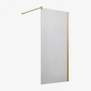 Stała Ścianka Prysznicowa Z Hartowanego Szkła 8 Mm I Aluminium Bristol Szczotkowane Złoto & Transparent & 80 X 195 Cm - Sklum