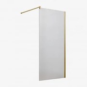 Stała Ścianka Prysznicowa Ze Szkłem Hartowanym 8 Mm I Aluminium Bristol Szczotkowane Złoto & Transparent & 80 X 195 Cm - Sklum