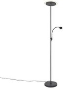 Nowoczesna lampa stojąca czarna z LED i ramieniem do czytania - Chala