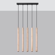 Lampa wisząca PASTELO 5L drewniana SOLLUX  LIGHTING
