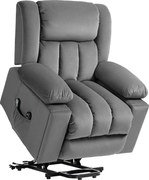 HOMCOM Elektryczny fotel z pomocą przy wstawaniu, miękki aksamitny materiał, porty USB