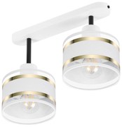 Lampa sufitowa biała dwupunktowy spot z białymi abażurami T-3306WE-WEW