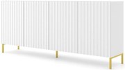 Biała komoda glamour z lamelami na złotych nogach L5-H47
