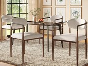 Zestaw 4 krzeseł - Wysokiej jakości tkanina lniana - Metalowe nogi - Beżowy