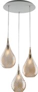 Zawieszenie Pluvia Iron z bursztynowym szkłem pyreksowym 3 lampy 141 Ø50 BL264-S3-AM