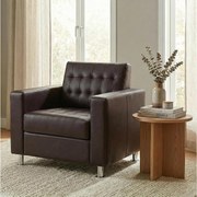 Fotel Pori, imitacja skóry,  coffee