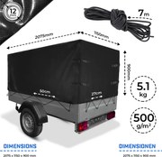 JAGO Plandeka na przyczepkę 500g/m2 czarna