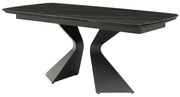 Stół do jadalni rozkładany dla 6 do 10 osób ze szkła hartowanego, ceramiki i metalu - Efekt czarnego marmuru - KAJARI marki Maison Céphy