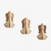 Zestaw 3 Ozdób Świątecznych Z Papieru Ceriba Kremowa - Sklum